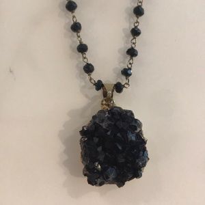 Beautiful Black Druzy Necklace
